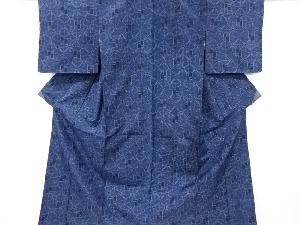 未使用品　瓦に幾何学模様織り出し　十日町紬着物